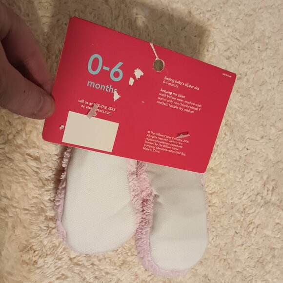 NWT ~ Carter's Child of Mine Baby Girl Fuzzy Bunny Slippers (Size: 0-6 months) - Picture 6 of 6